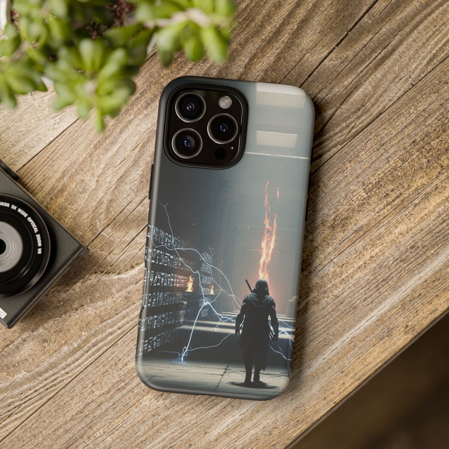 Phone Case - Cybermage Silhouette with Lightning Spell