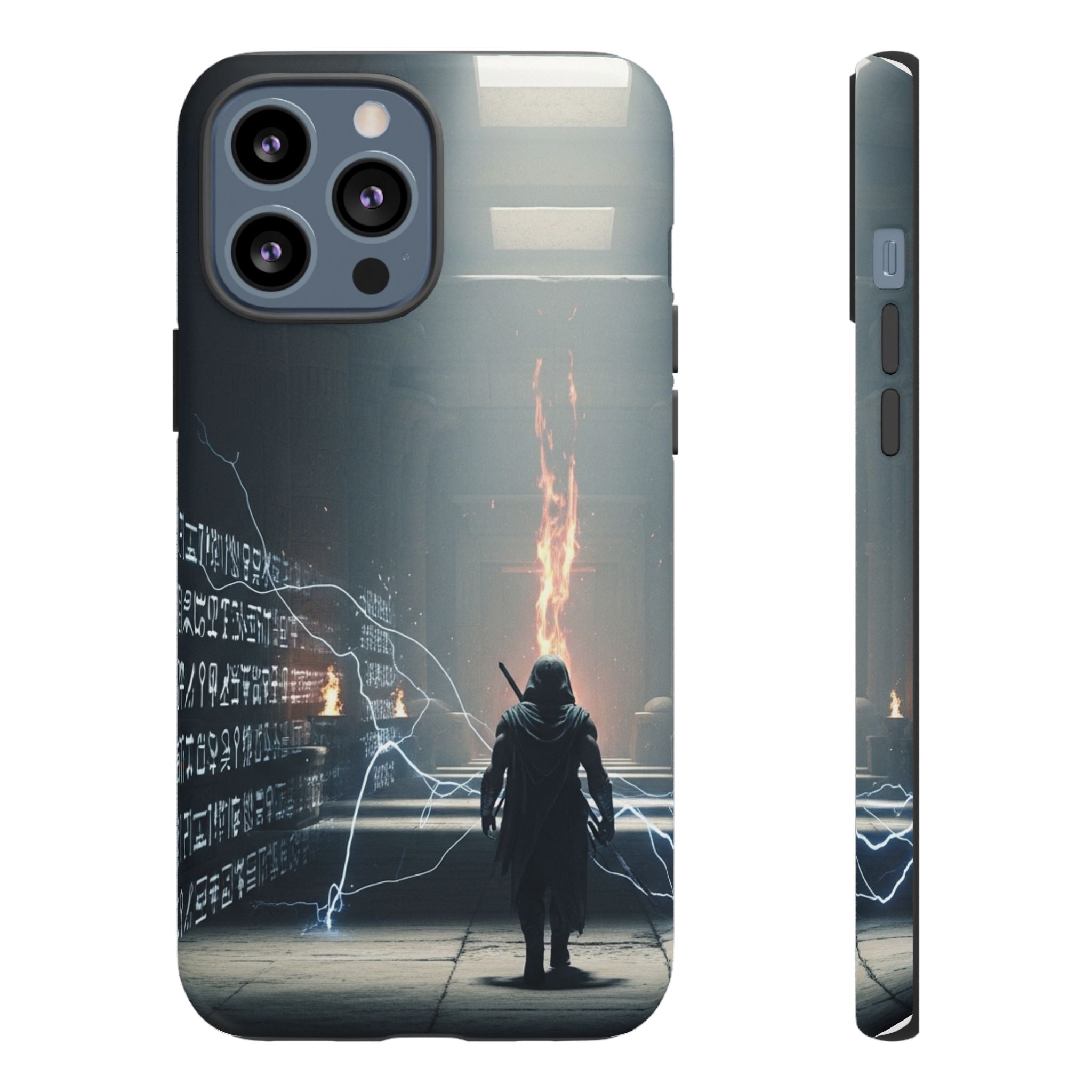 Phone Case - Cybermage Silhouette with Lightning Spell