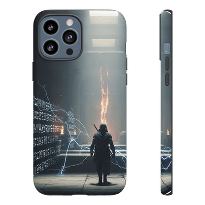 Phone Case - Cybermage Silhouette with Lightning Spell