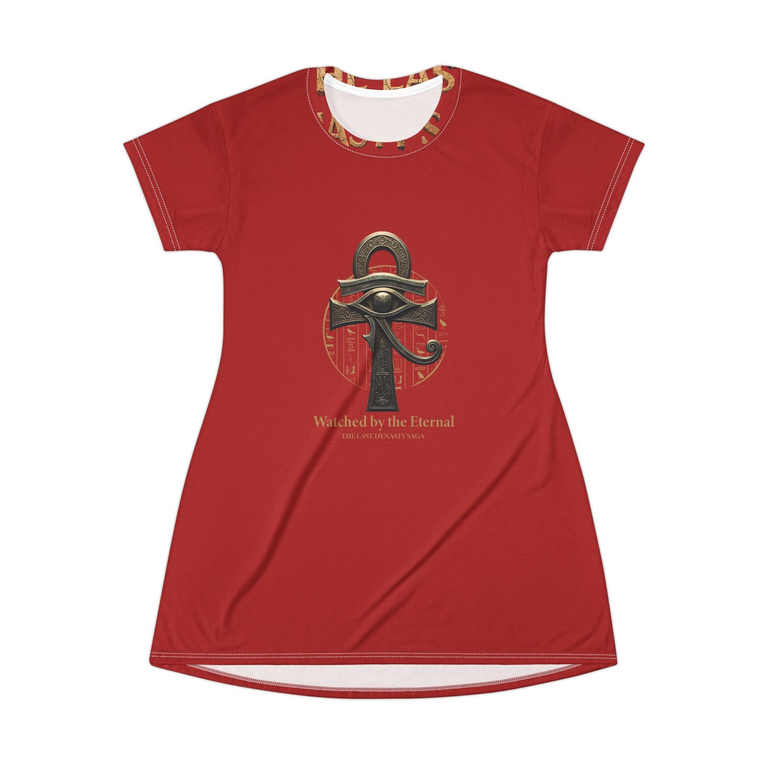 Mystic Ankh T-Shirt Dress — "Rise Without Permission" Graphic AOP
