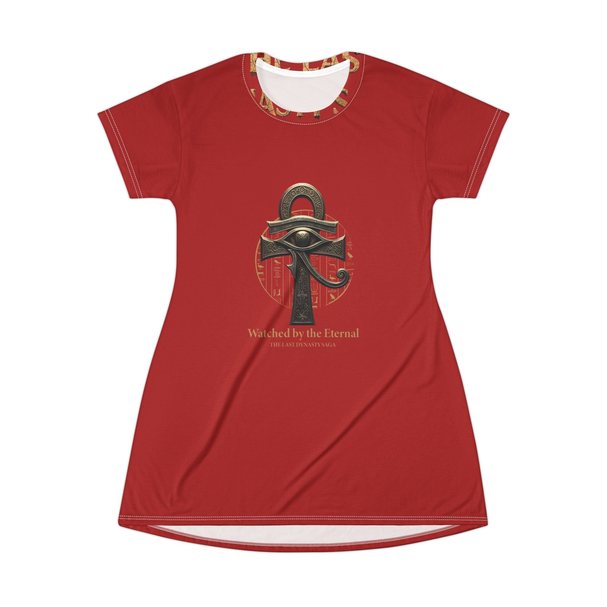 Mystic Ankh T-Shirt Dress — "Rise Without Permission" Graphic AOP