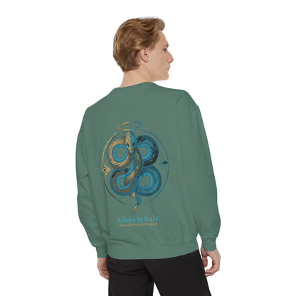 Snake Emblem Sweatshirt — "Reborn to Rule" Graphic Crewneck