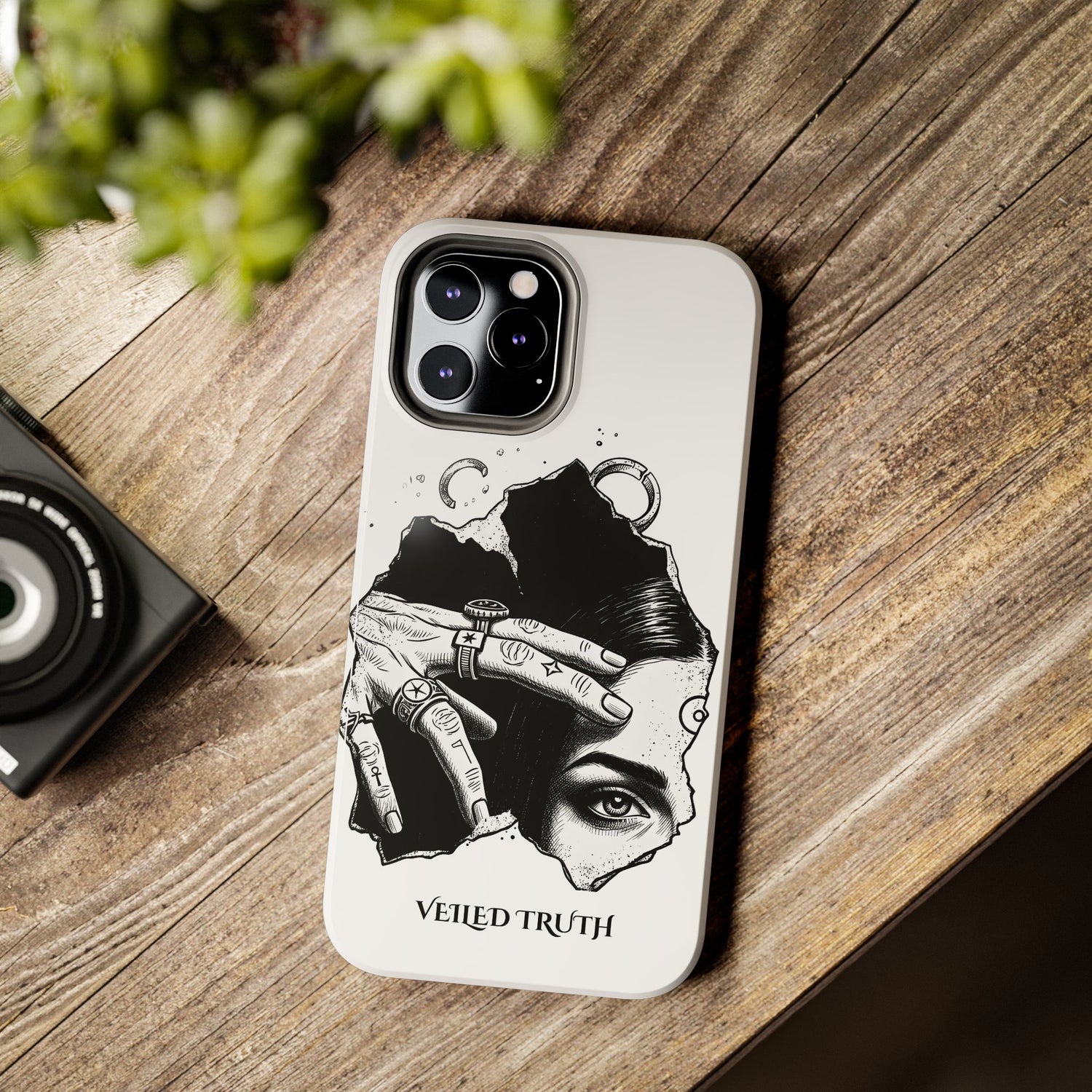 Tough Phone Case — Veiled Truth Black &amp; White Mystic Illustration