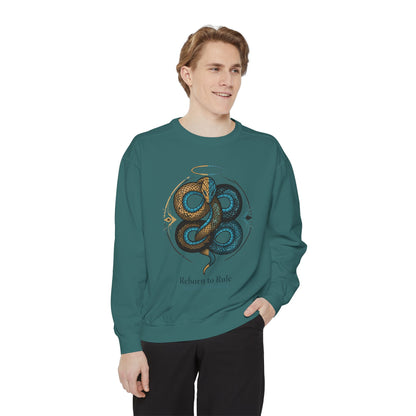 Snake Emblem Sweatshirt — "Reborn to Rule" Graphic Crewneck