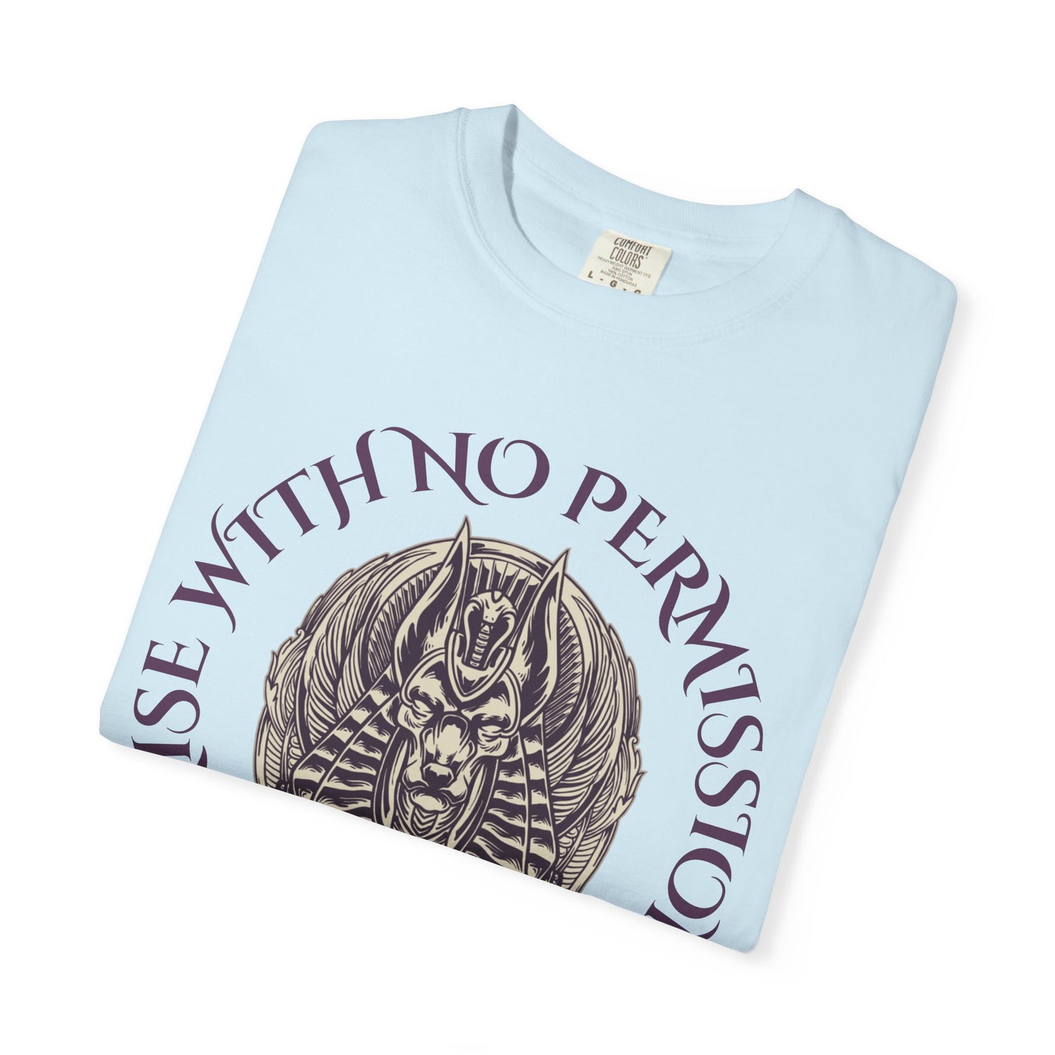Rise With No Permission T-Shirt — Anubis Helmet Graphic Tee (“Your Song Is Your Spell”)