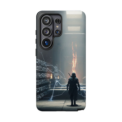 Phone Case - Cybermage Silhouette with Lightning Spell