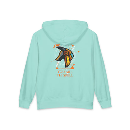 The SAGA Compass with a Spell Youth Hoodie — Geometric Anubis Design "You Are The Spell"