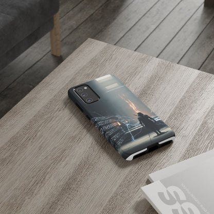 Phone Case - Cybermage Silhouette with Lightning Spell