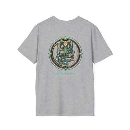 Egyptian Pharaoh Chest &amp; Serpent Back T-Shirt — "This Is Your Awakening / Endless Power"