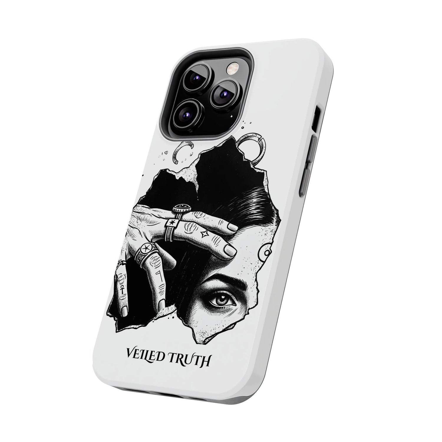 Tough Phone Case — Veiled Truth Black &amp; White Mystic Illustration