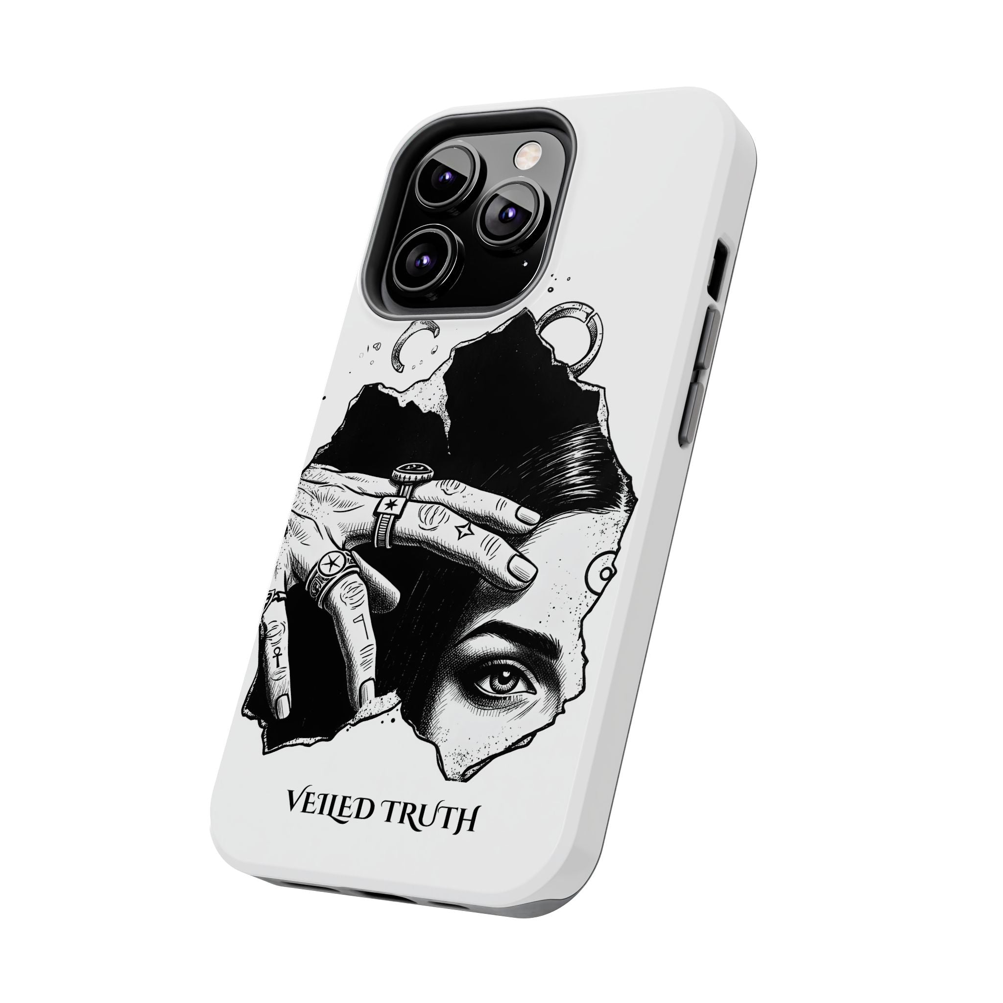 Tough Phone Case — Veiled Truth Black &amp; White Mystic Illustration