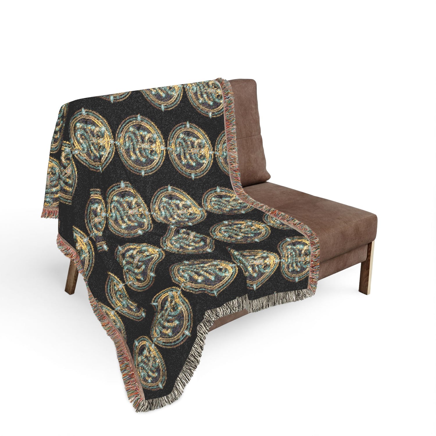 The Serpent Geometric Woven Throw Blanket — Mosaic Circle Pattern, Cozy Living Room &amp; Bedroom Décor