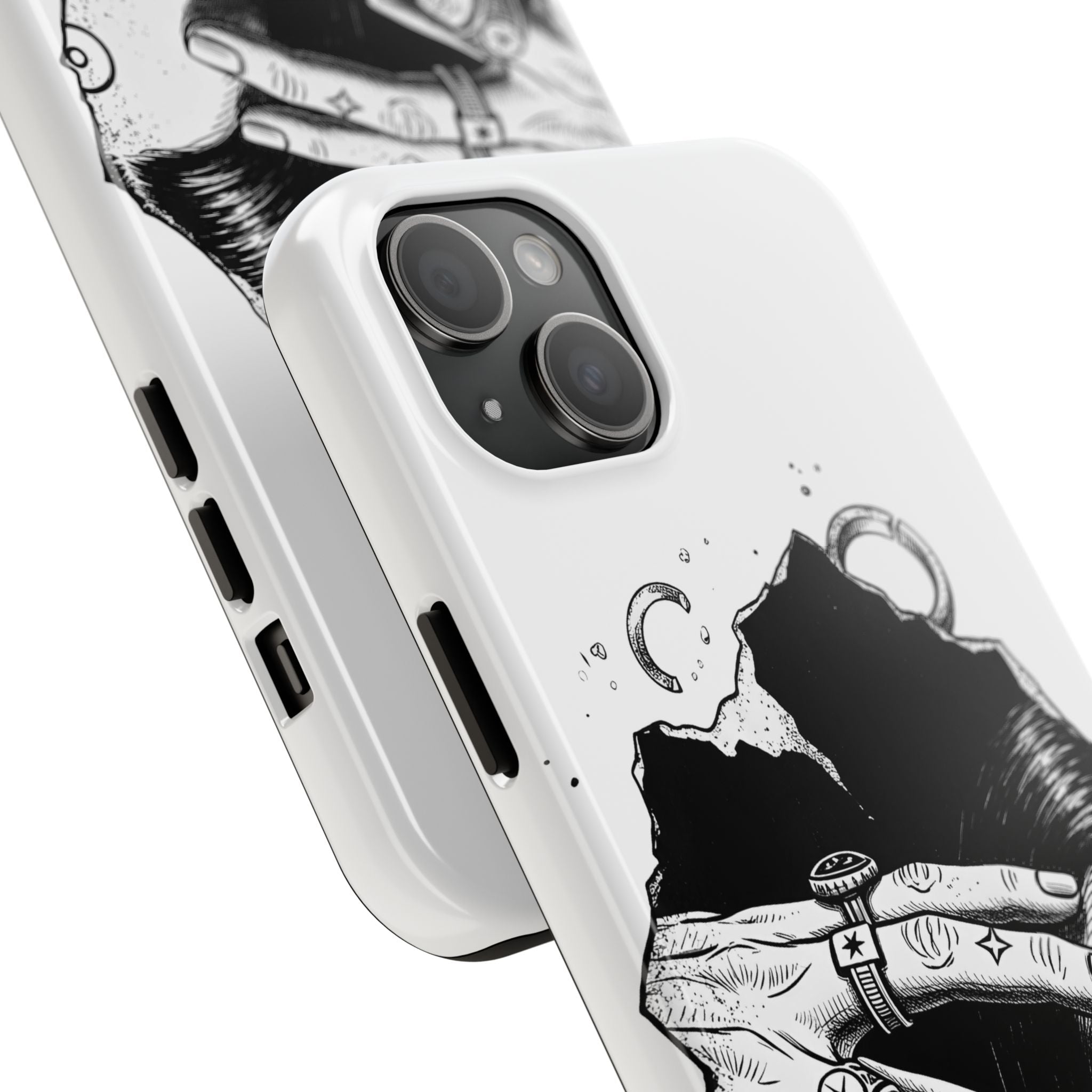 Tough Phone Case — Veiled Truth Black &amp; White Mystic Illustration