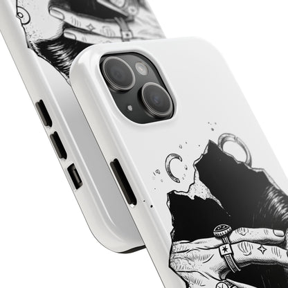 Tough Phone Case — Veiled Truth Black &amp; White Mystic Illustration