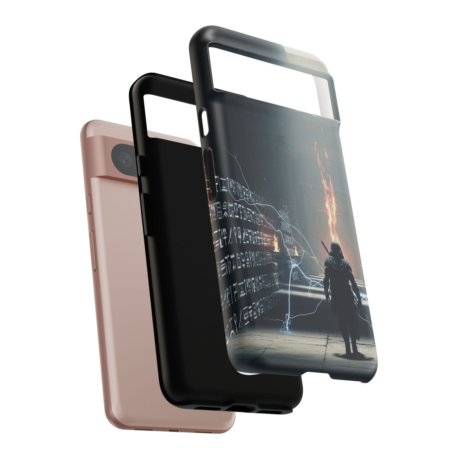 Phone Case - Cybermage Silhouette with Lightning Spell