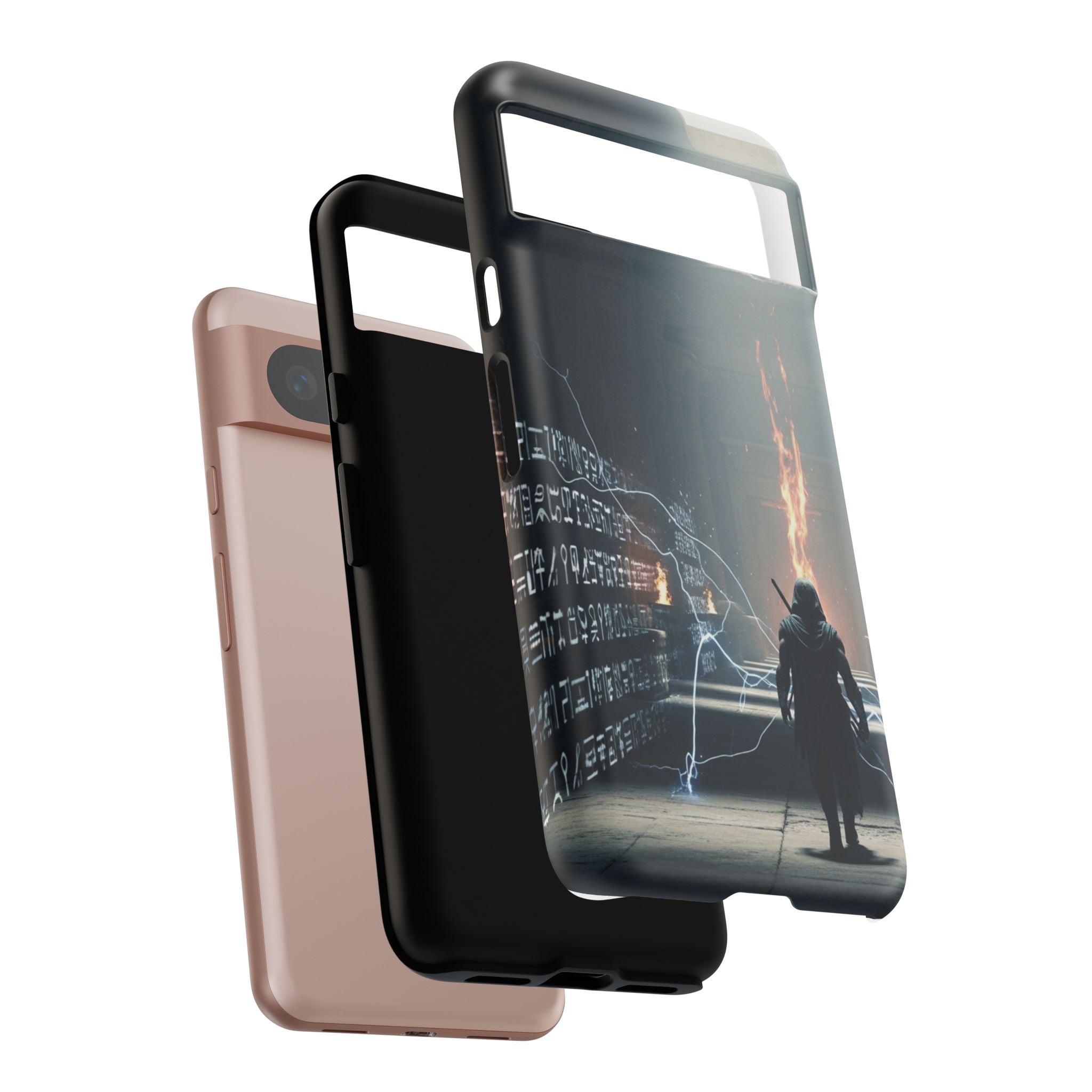 Phone Case - Cybermage Silhouette with Lightning Spell