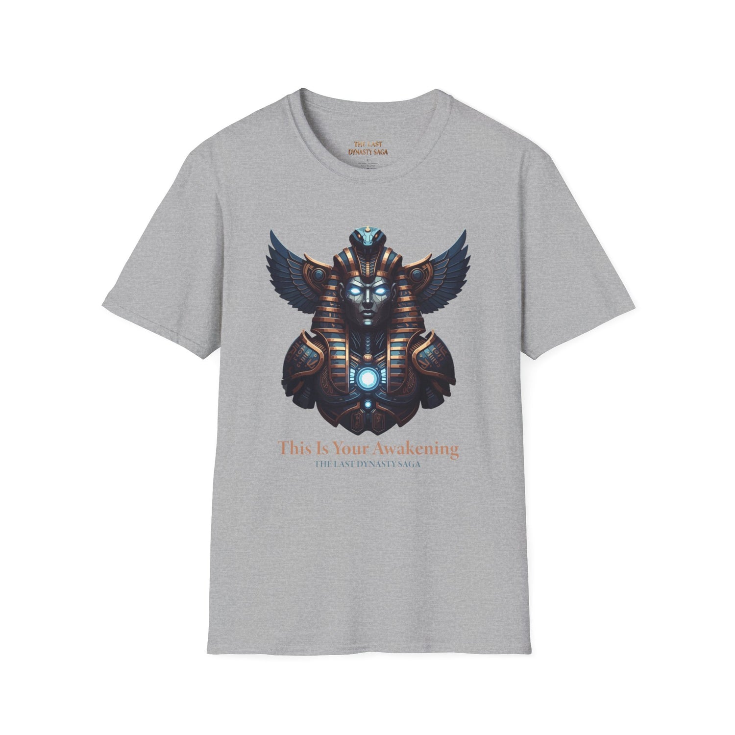 Egyptian Pharaoh Chest &amp; Serpent Back T-Shirt — "This Is Your Awakening / Endless Power"