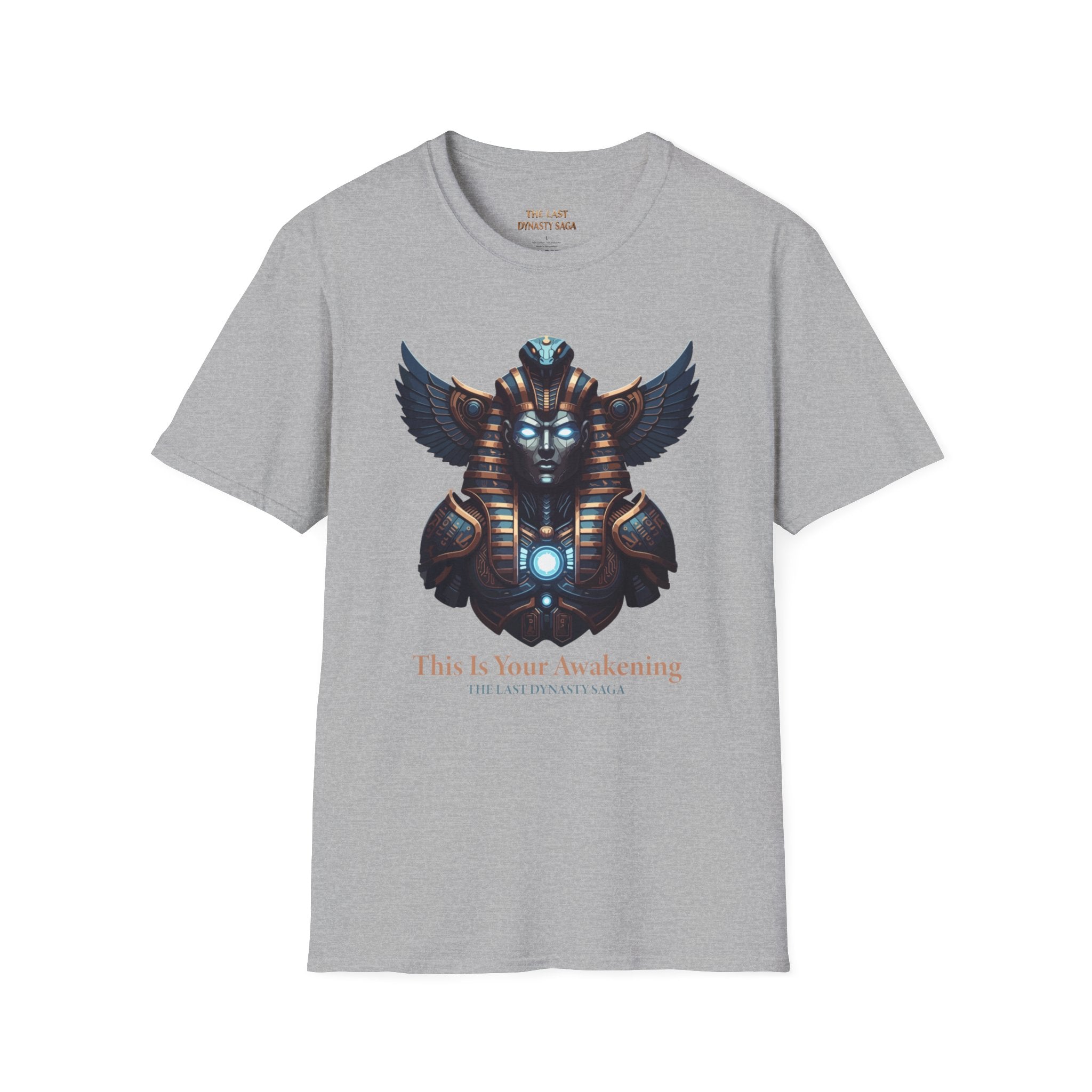 Egyptian Pharaoh Chest &amp; Serpent Back T-Shirt — "This Is Your Awakening / Endless Power"
