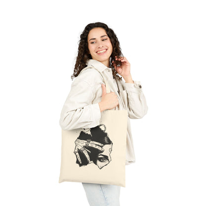 Canvas Tote Bag — Monochrome Surreal Portrait Art Tote