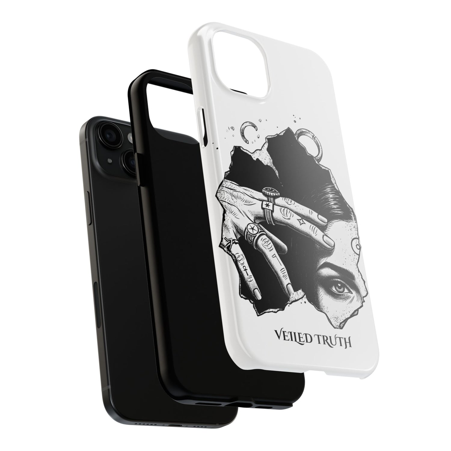 Tough Phone Case — Veiled Truth Black &amp; White Mystic Illustration