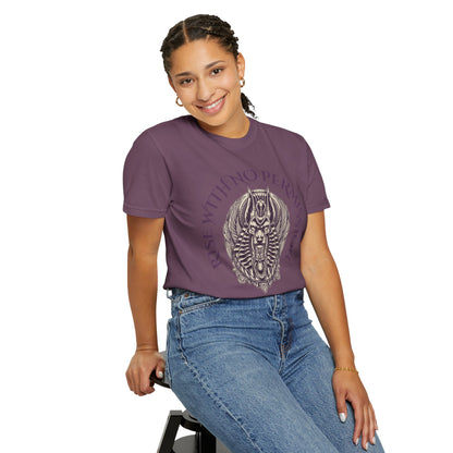 Rise With No Permission T-Shirt — Anubis Helmet Graphic Tee (“Your Song Is Your Spell”)