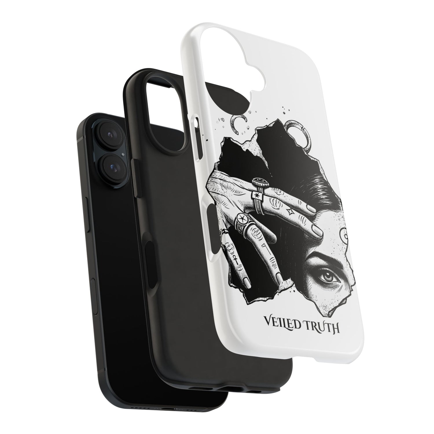Tough Phone Case — Veiled Truth Black &amp; White Mystic Illustration