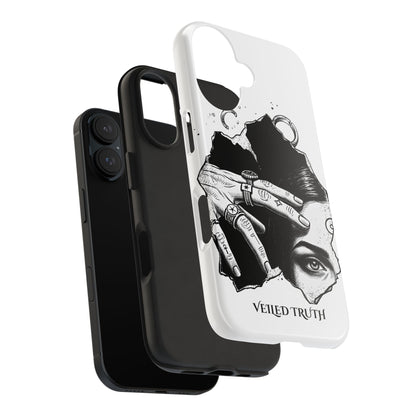 Tough Phone Case — Veiled Truth Black &amp; White Mystic Illustration