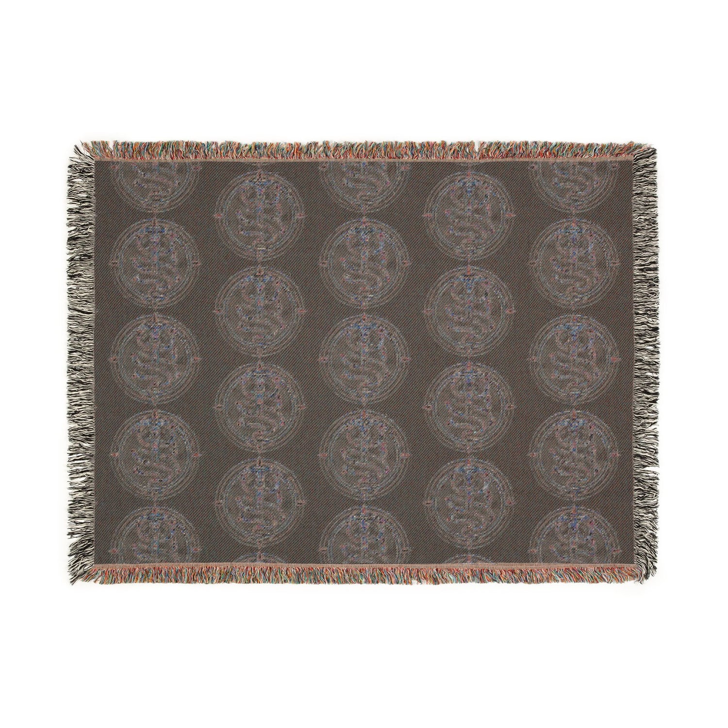 The Serpent Geometric Woven Throw Blanket — Mosaic Circle Pattern, Cozy Living Room &amp; Bedroom Décor