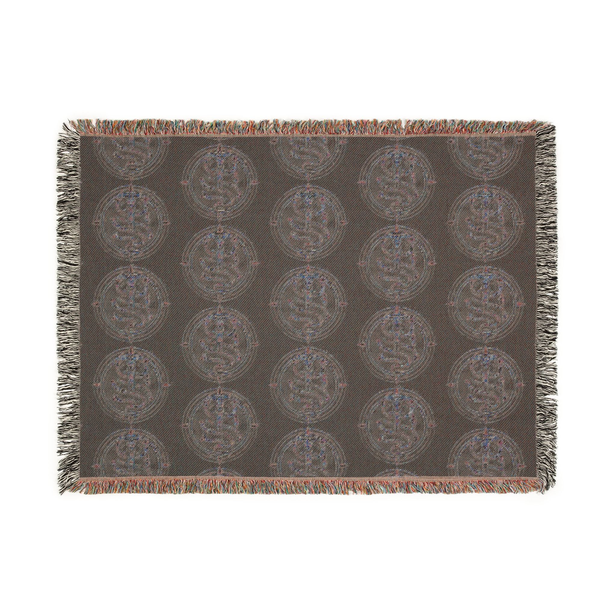 The Serpent Geometric Woven Throw Blanket — Mosaic Circle Pattern, Cozy Living Room &amp; Bedroom Décor