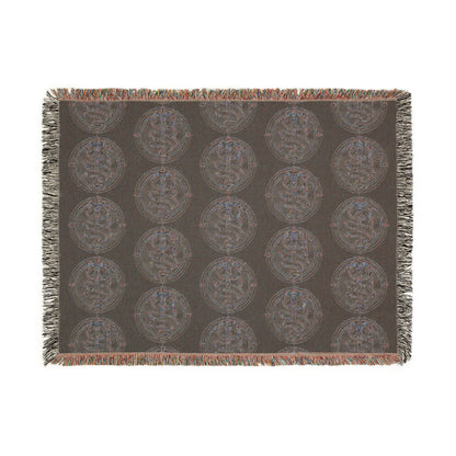 The Serpent Geometric Woven Throw Blanket — Mosaic Circle Pattern, Cozy Living Room &amp; Bedroom Décor