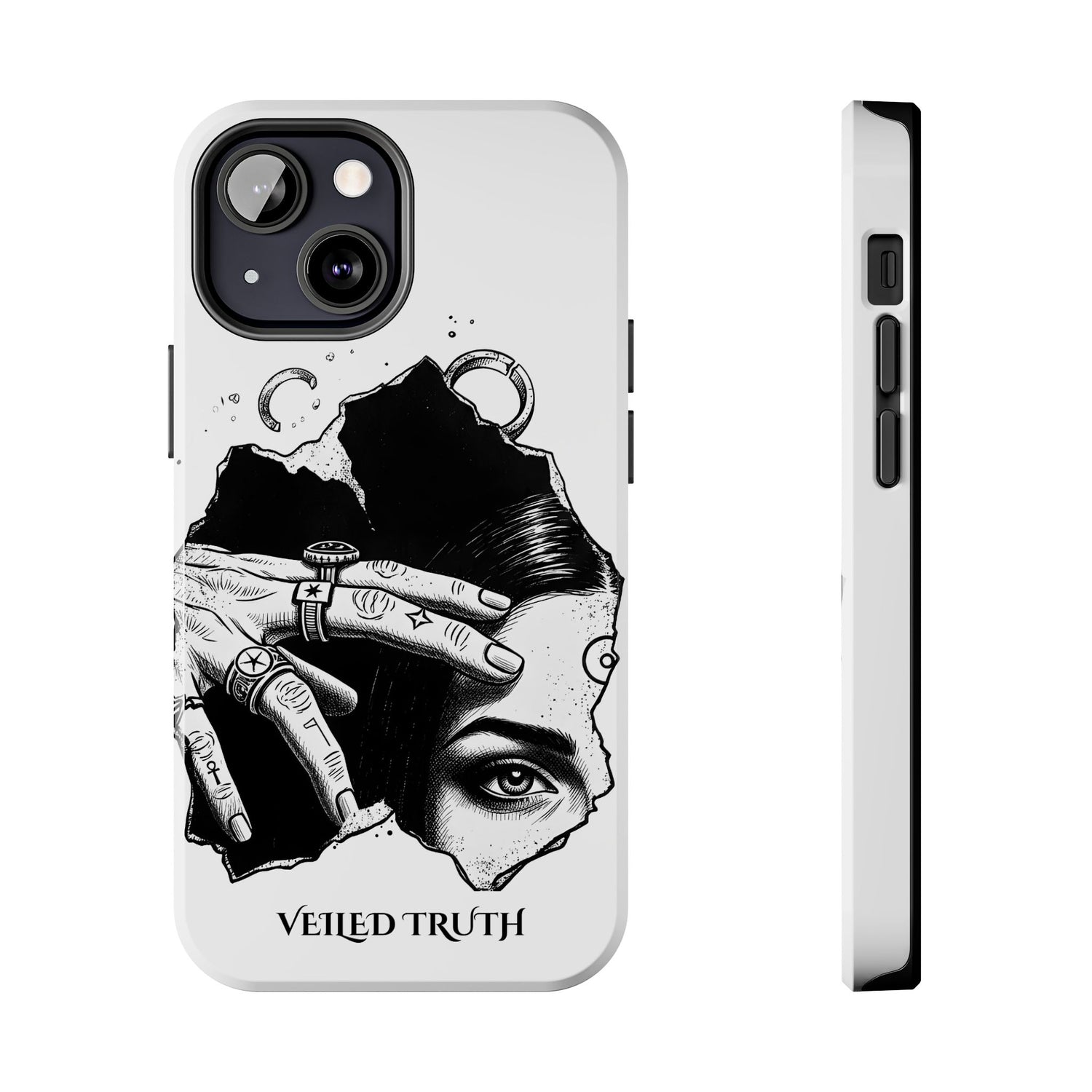 Tough Phone Case — Veiled Truth Black &amp; White Mystic Illustration