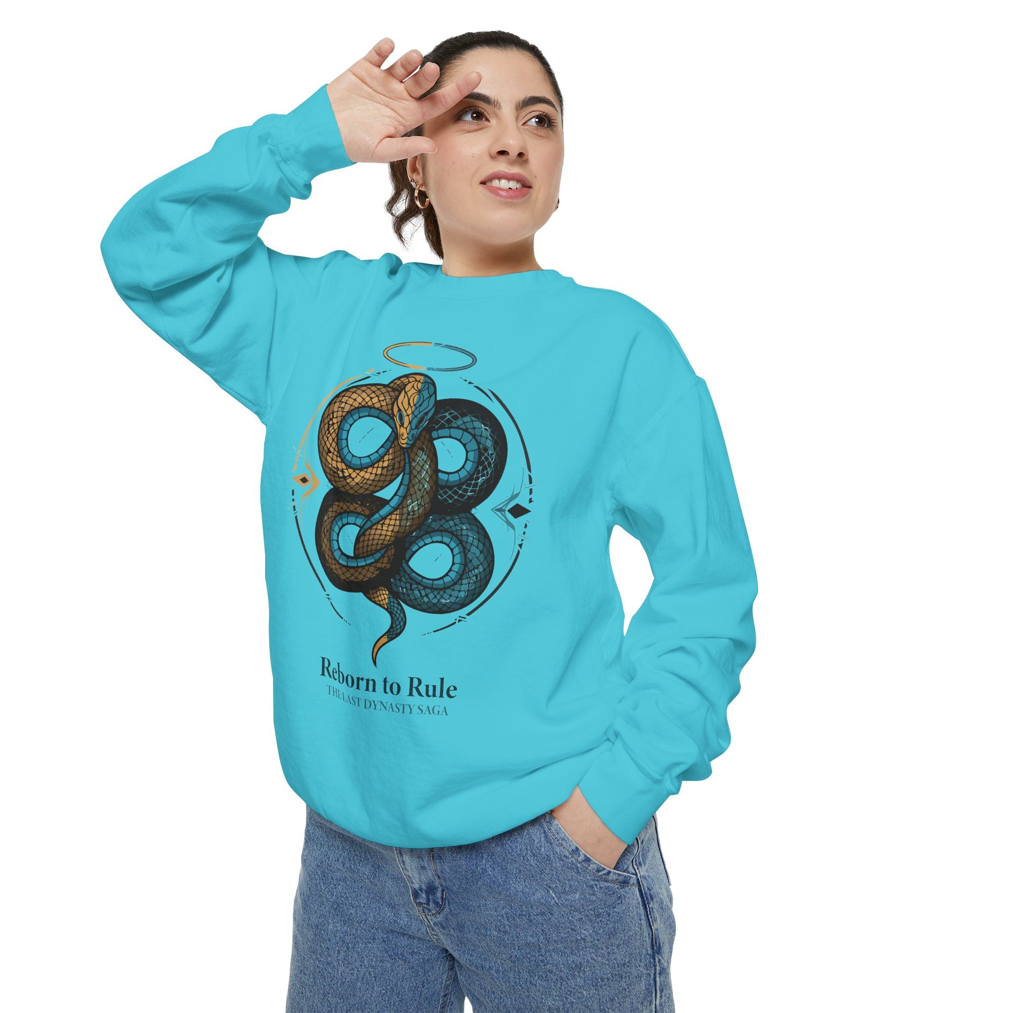 Snake Emblem Sweatshirt — "Reborn to Rule" Graphic Crewneck