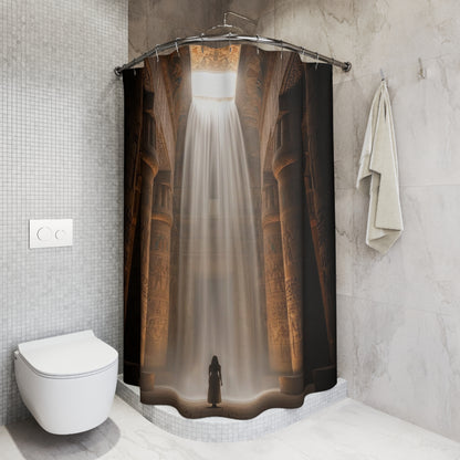 Shower Curtain — Mystical Saga temple Light Shower Curtain (Soothing Spiritual Bathroom Décor)