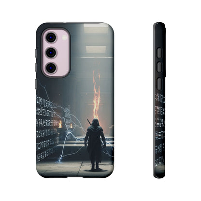 Phone Case - Cybermage Silhouette with Lightning Spell