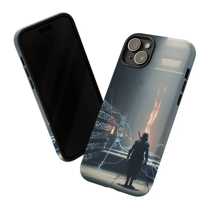 Phone Case - Cybermage Silhouette with Lightning Spell