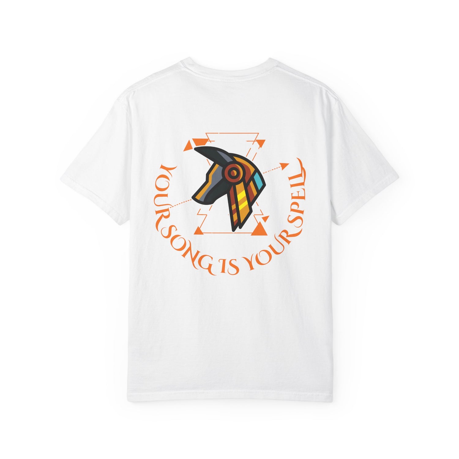 Rise With No Permission T-Shirt — Anubis Helmet Graphic Tee (“Your Song Is Your Spell”)