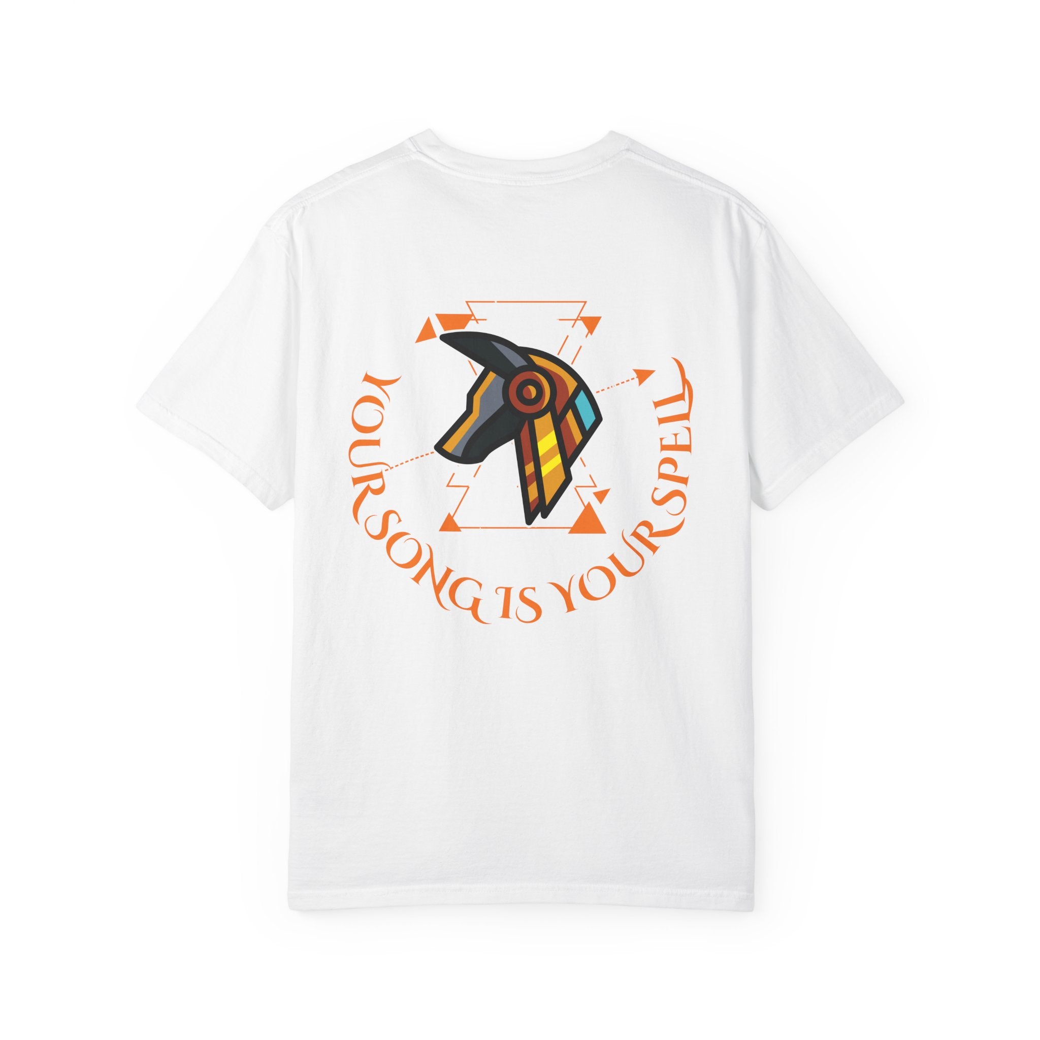 Rise With No Permission T-Shirt — Anubis Helmet Graphic Tee (“Your Song Is Your Spell”)