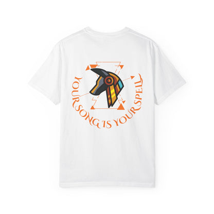 Rise With No Permission T-Shirt — Anubis Helmet Graphic Tee (“Your Song Is Your Spell”)