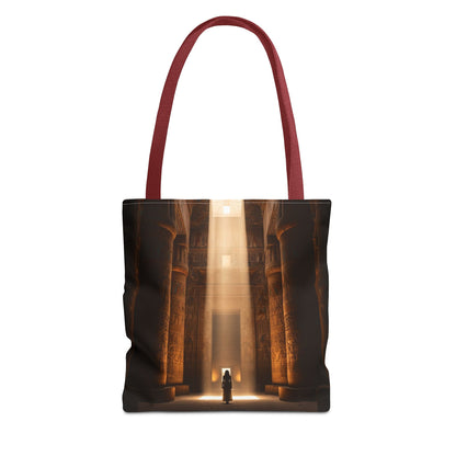 Mystic Temple Tote Bag — Ancient Light &amp; Symbolic Wheel AOP Tote