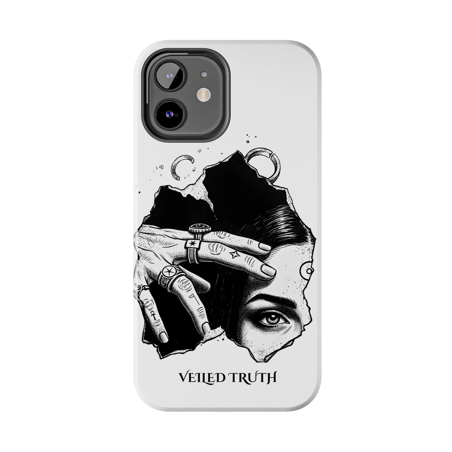 Tough Phone Case — Veiled Truth Black &amp; White Mystic Illustration