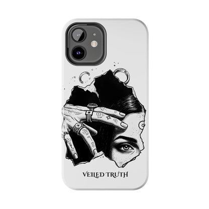Tough Phone Case — Veiled Truth Black &amp; White Mystic Illustration