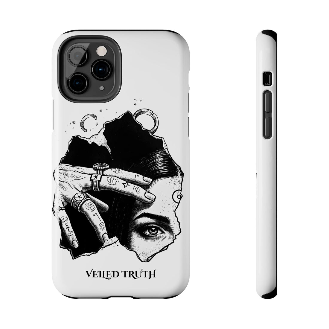 Tough Phone Case — Veiled Truth Black &amp; White Mystic Illustration