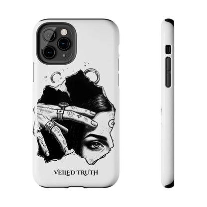 Tough Phone Case — Veiled Truth Black &amp; White Mystic Illustration
