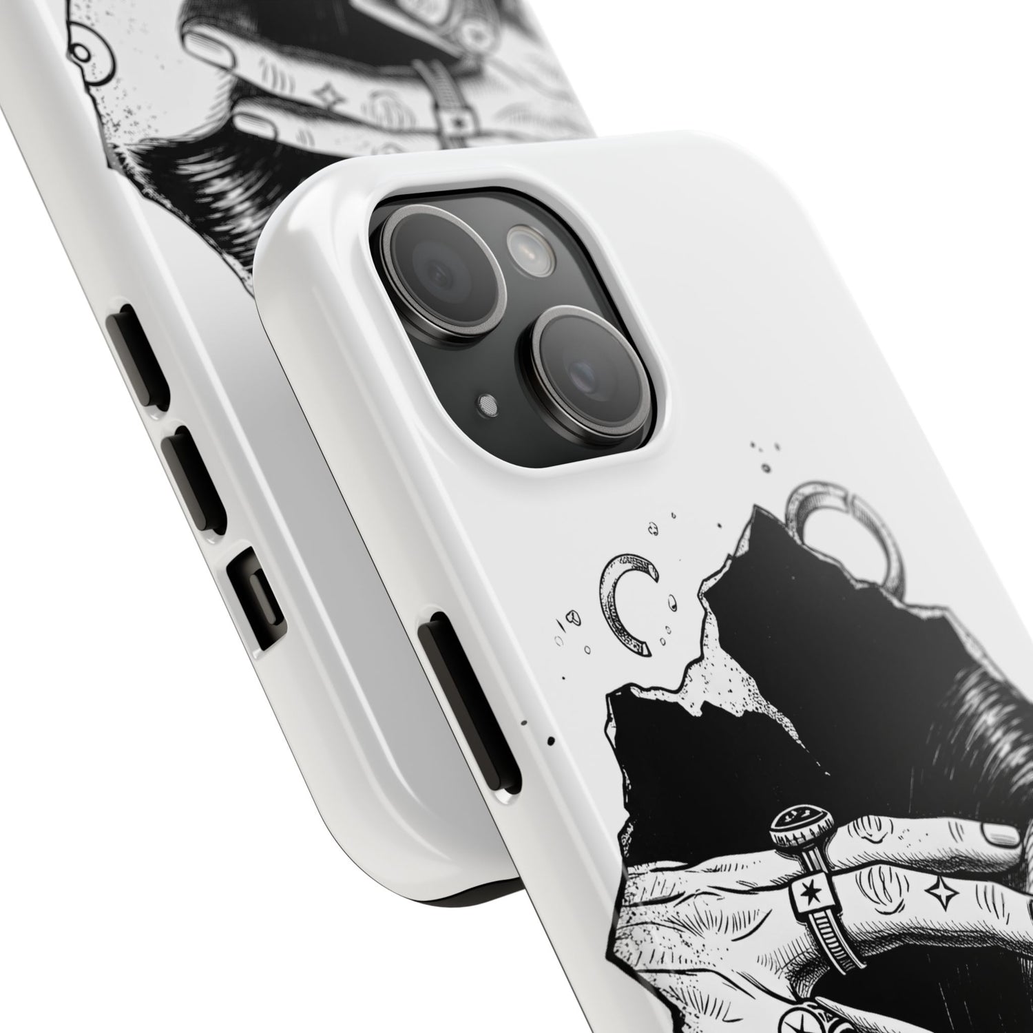 Tough Phone Case — Veiled Truth Black &amp; White Mystic Illustration