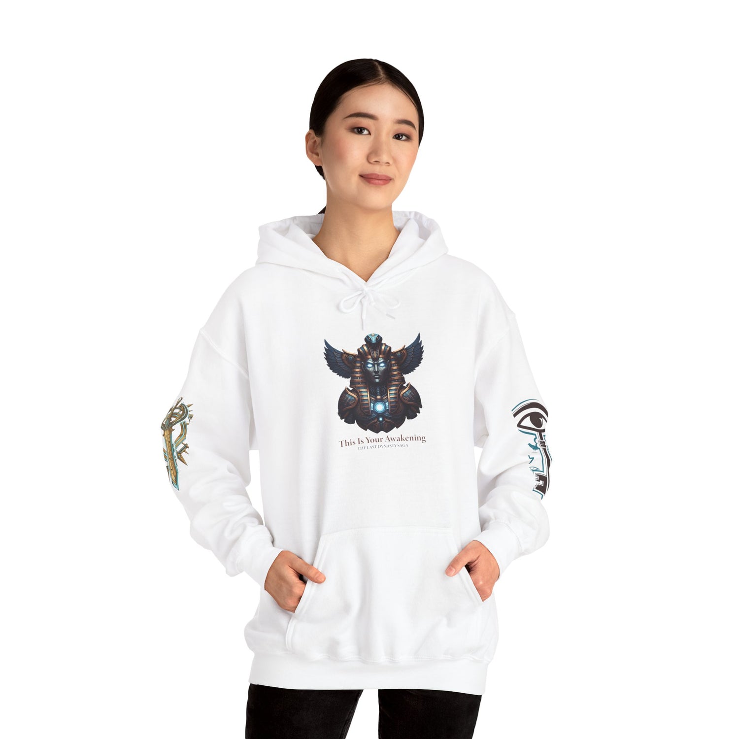 Rune Key Crest Hoodie — Fantasy Key &amp; Winged Emblem Graphic Hoodie