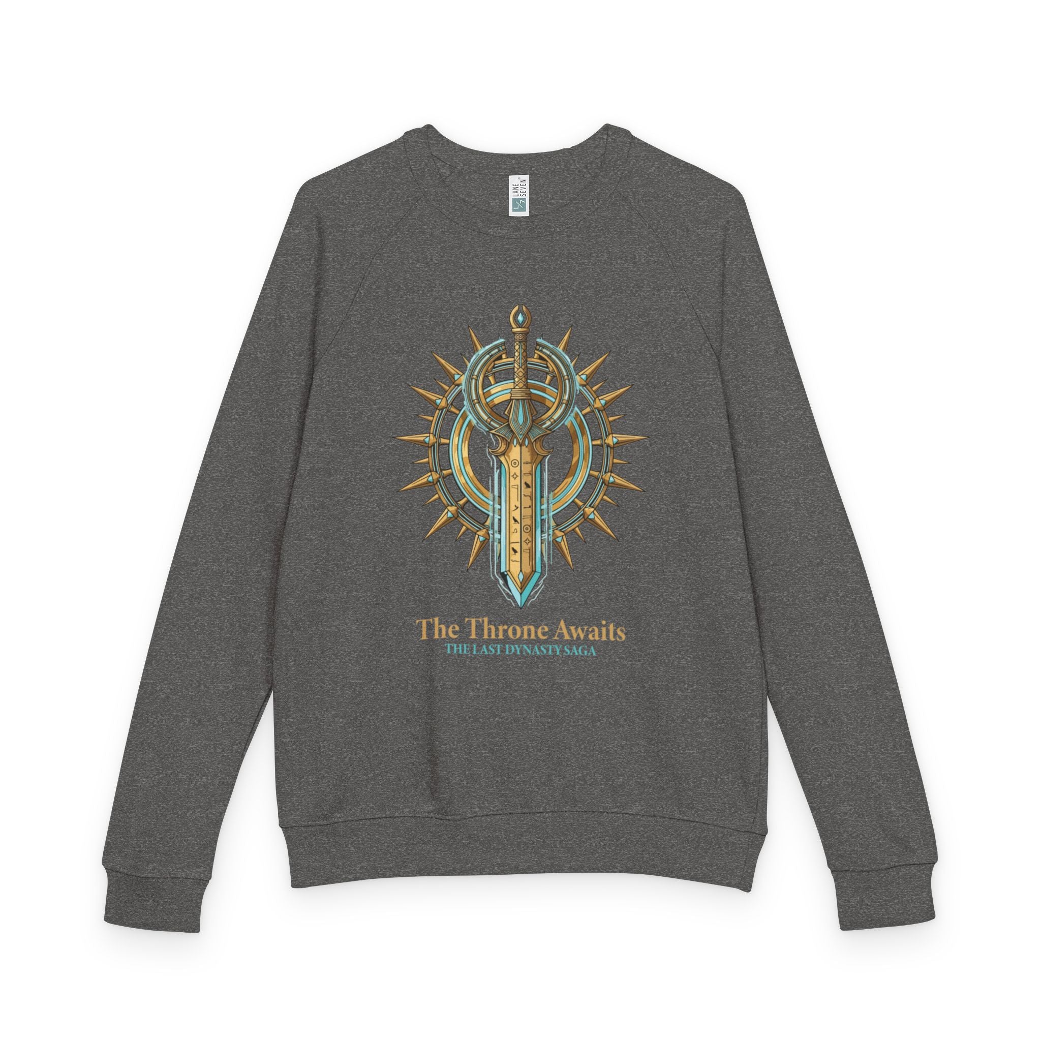 Fantasy Sword Crewneck — "The Throne Awaits" Raglan Sweatshirt