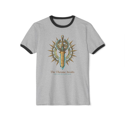 Ringer T-Shirt — "The Throne Awaits" Fantasy Sword Crest Tee