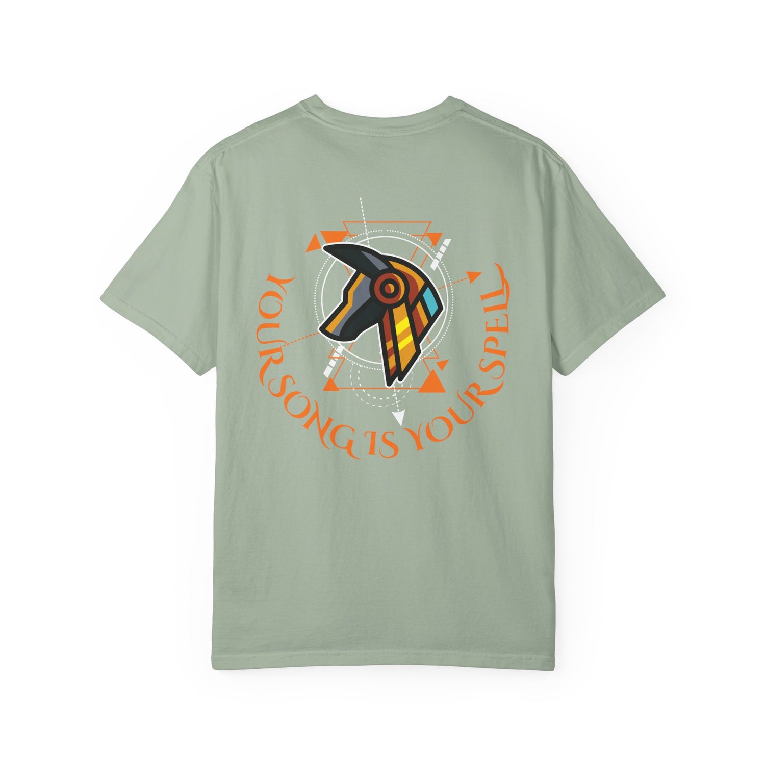 Rise With No Permission T-Shirt — Anubis Helmet Graphic Tee (“Your Song Is Your Spell”)