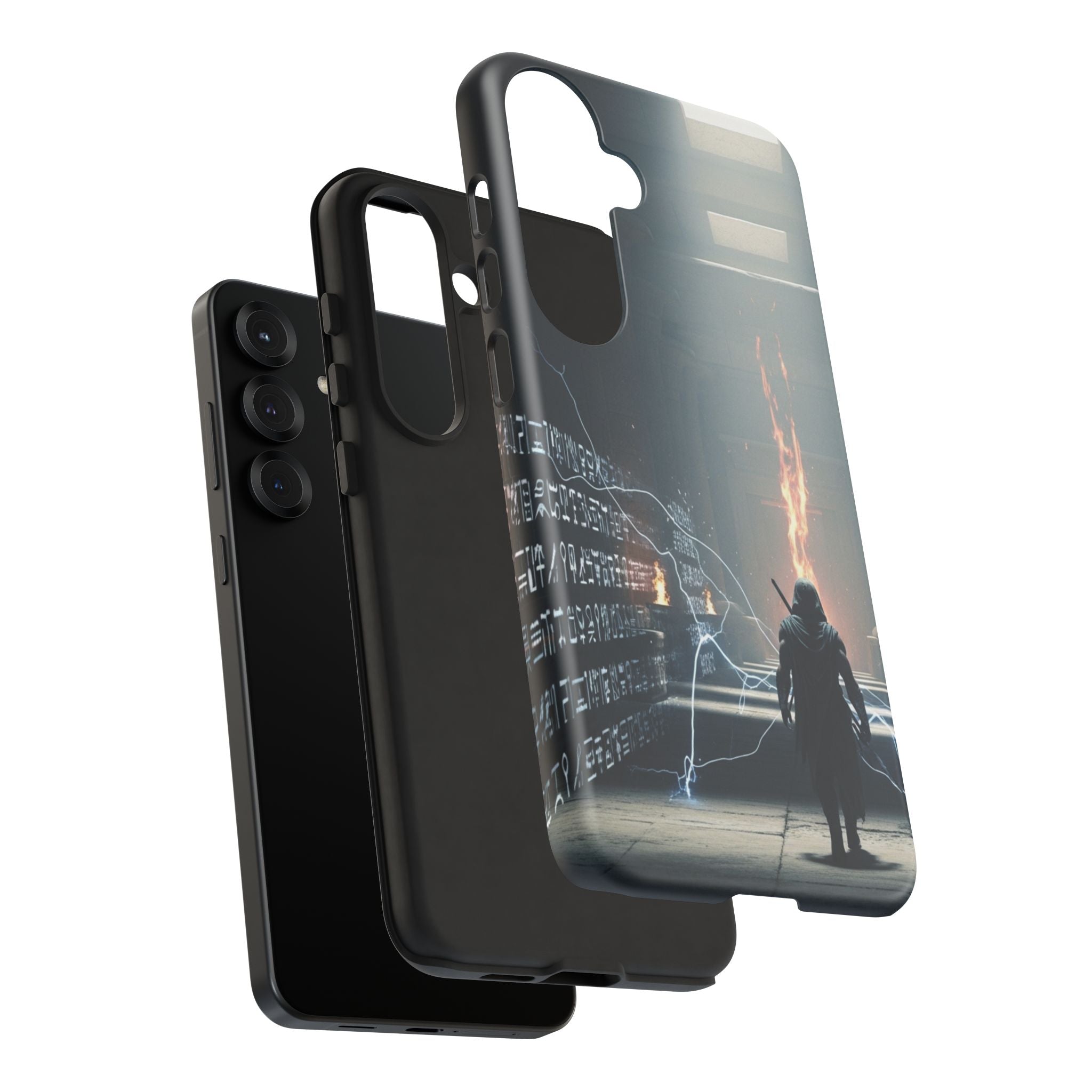 Phone Case - Cybermage Silhouette with Lightning Spell