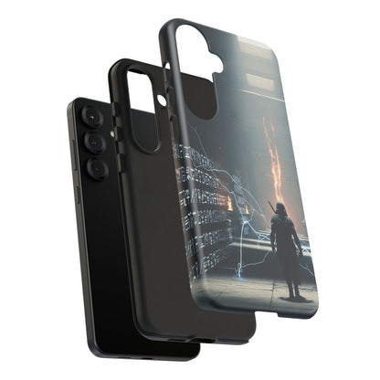 Phone Case - Cybermage Silhouette with Lightning Spell